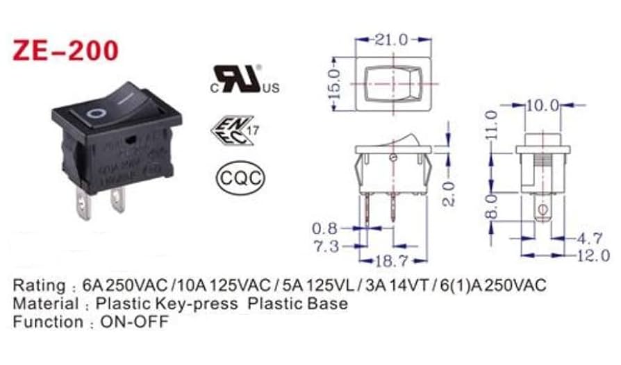 Amazon.com: Zing Ear ZE-200 Mini Rocker Switch On-Off White